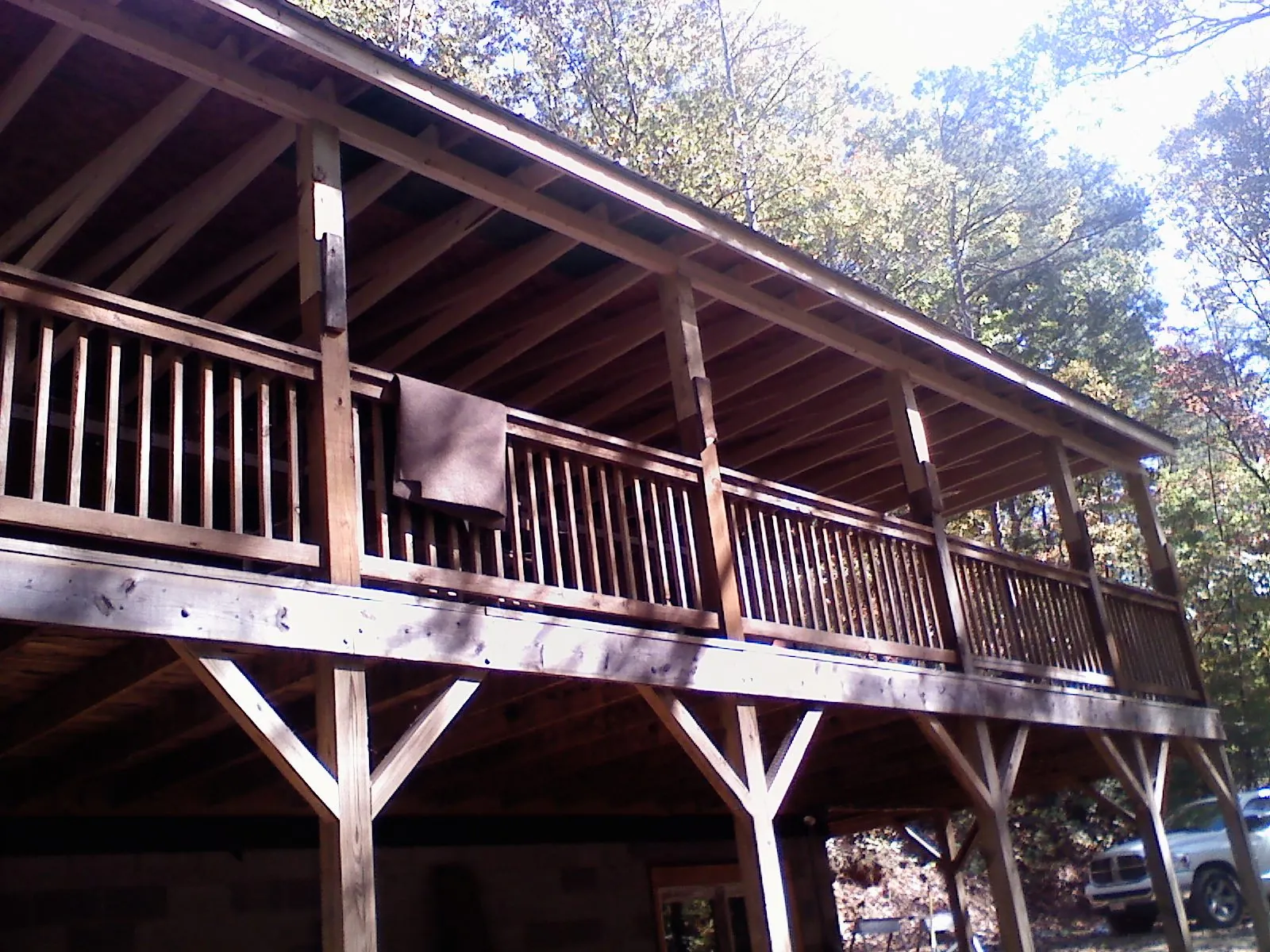 Timber framing under a new elevated porch and deck — Roof Leak Repair in Nada by Roofing Brothers